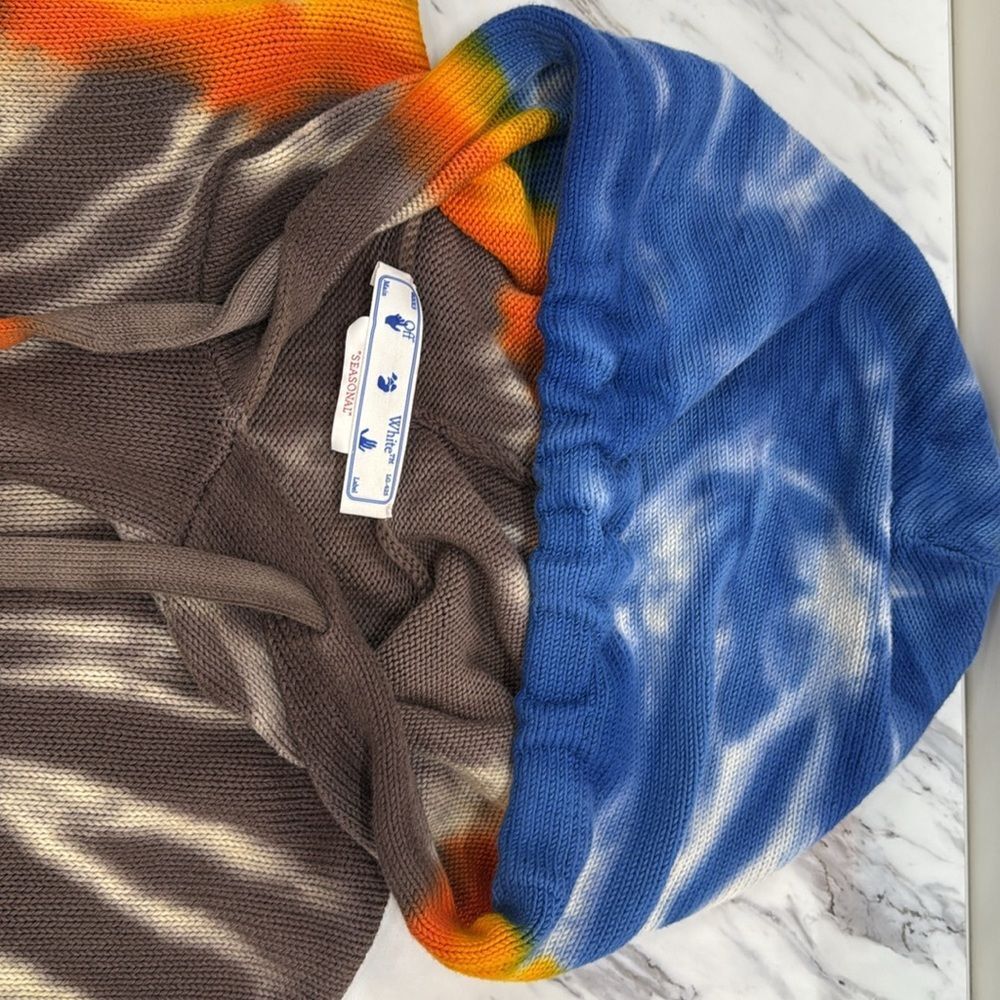 Off-White Tie-Dye Multicolor Knit Mens Hoodie - Picture 3 of 11